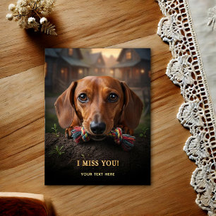 Cartão Postal Adorável Dachshund Eu Sinto Saudades