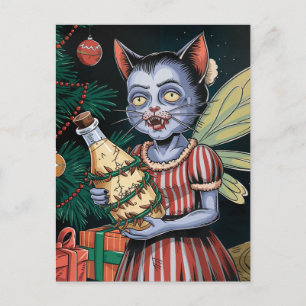 Cartão Postal Adorável Fada Vampira de Natal