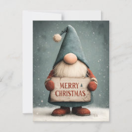 Cartão Postal Adorável Gnomo de Natal com "Feliz Natal"