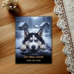 Cartão Postal Adorável Husky Siberiano Recupere-se 