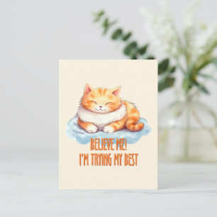 Cartão Postal Adorável Laranja Tabby Cat. Estou tentando o meu m
