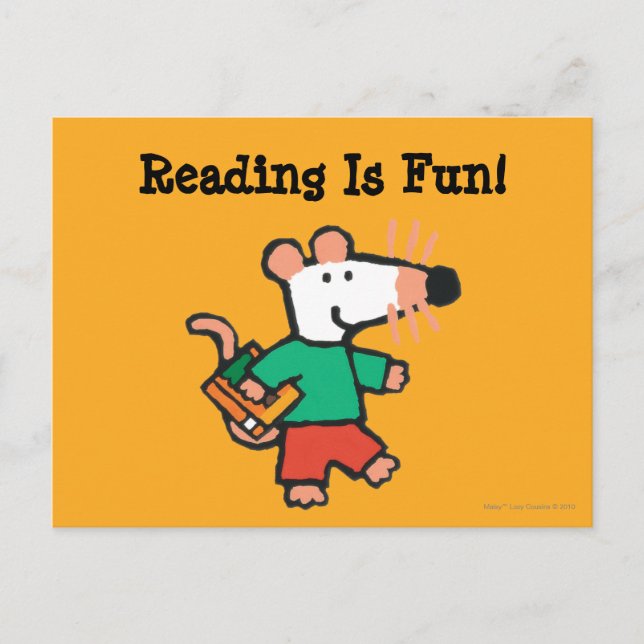 Cartão Postal Adorável Maisy ama ler (Frente)