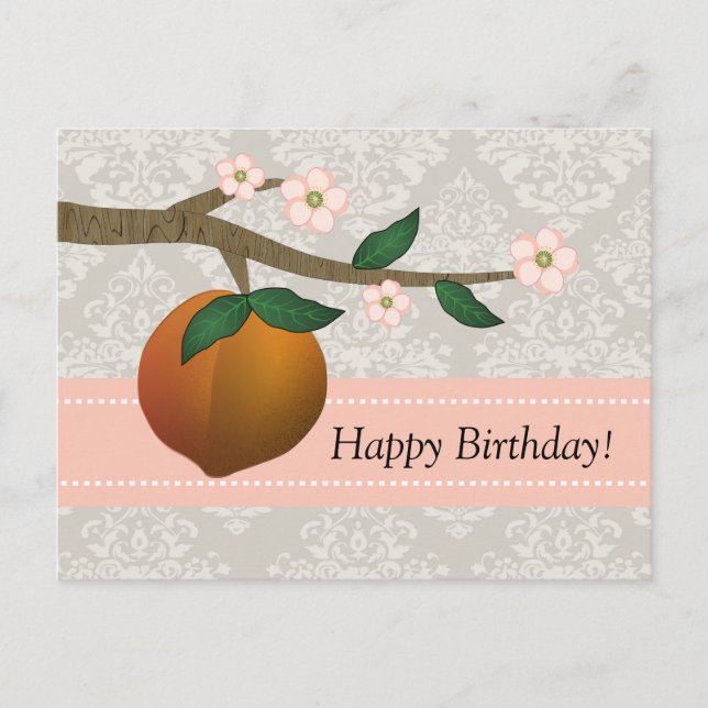 Cartão Postal Adorável pêssego Georgia Summer e design floral (Frente)
