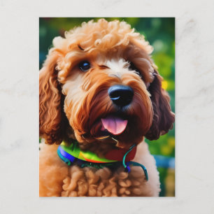 Cartão Postal Adorável Poodle Marrom