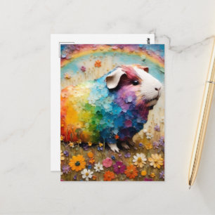 Cartão Postal Adorável Porquinho-da-índia Colorido no Colagem do