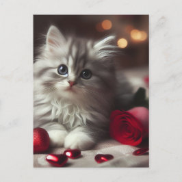 Cartão Postal Adorável Presente de Dia dos Namorados Gatinho Cin