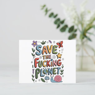 Cartão Postal Adorável Salvemos o Planeta Ecoativista Ambiental
