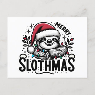 Cartão Postal Adorável Slothmas Alegre