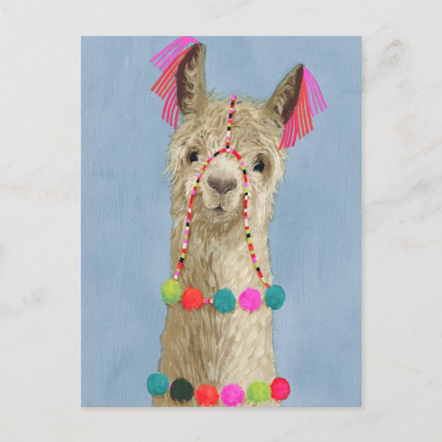 Cartão Postal Adorned Llama - Beige (Frente)