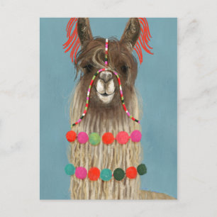 Cartão Postal Adorned Llama - Brown