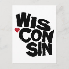 Cartão Postal Adoro a arte do mapa do estado de Wisconsin