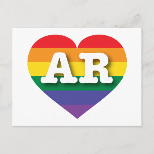 Cartão Postal Adoro Arkansas Rainbow Heart