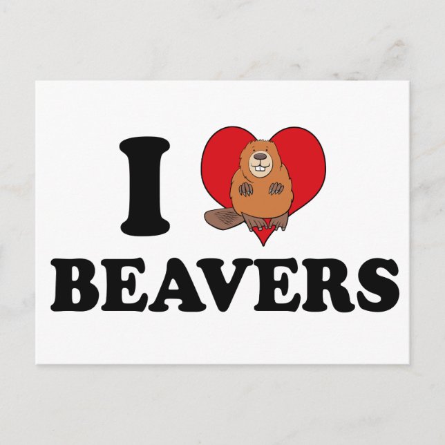 Cartão Postal Adoro Beavers Engraçado (Frente)