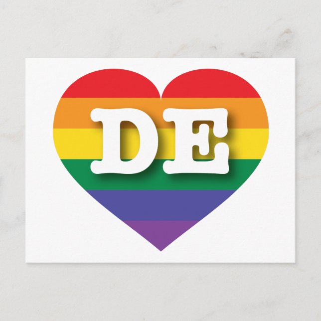 Cartão Postal Adoro Delaware Rainbow Heart (Frente)