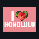 Cartão Postal Adoro Férias de Flor Honolulu Hawaii Hibiscus<br><div class="desc">Eu adoro cartão postal Honolulu com um bonito fundo cor-de-rosa. Uma flor de hibisco vermelho havaiano, de forma bonitinha, decora esta adorável design para as suas férias de verão à praia no Havaí.</div>