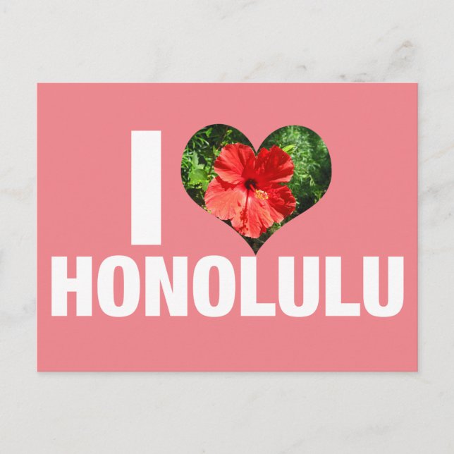 Cartão Postal Adoro Férias de Flor Honolulu Hawaii Hibiscus (Frente)