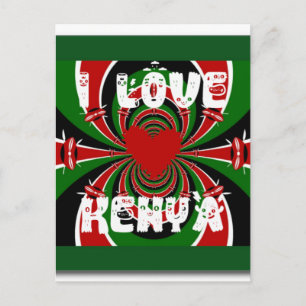 Cartão Postal Adoro Heart Kenya: Arte Dinâmica De Bandeiras