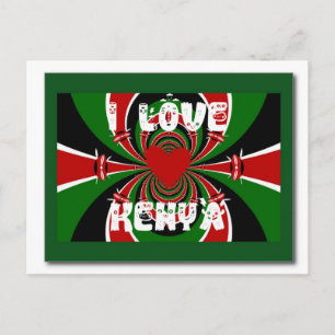 Cartão Postal Adoro Heart Kenya: Arte Dinâmica De Bandeiras