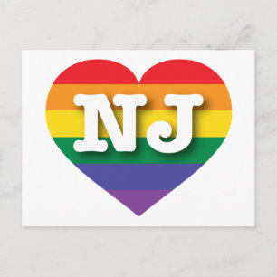 Cartão Postal Adoro New Jersey Rainbow Heart