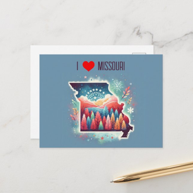 Cartão Postal Adoro o inverno do Missouri (Frente/Verso In Situ)