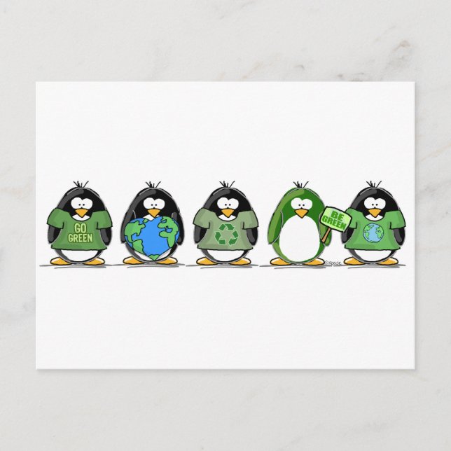 Cartão Postal Adoro os pinguins da Terra (Frente)