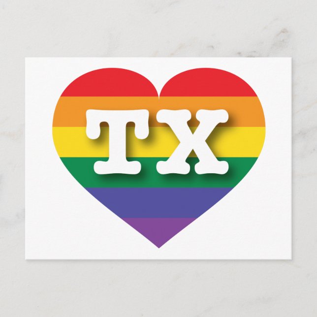 Cartão Postal Adoro Texas Rainbow Heart (Frente)