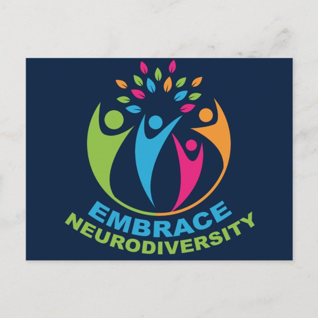 Cartão Postal Adotar Neurodiversidade Espectro Autismo Colorido (Frente)