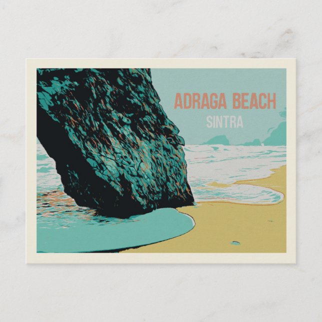 Cartão Postal Adraga Beach View, Sintra Coast Illustration (Frente)