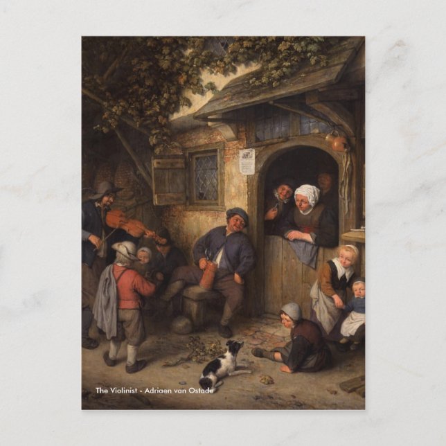 Cartão Postal Adriaen van Ostade O Violinista (Frente)