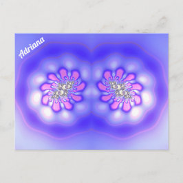 Cartão Postal ADRIANA ~ Design Fractal 3D ~ Rosa Azul Malva ~
