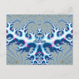 Cartão Postal ADRIEN ~ Icy White e Blue 3D Design Fractal ~