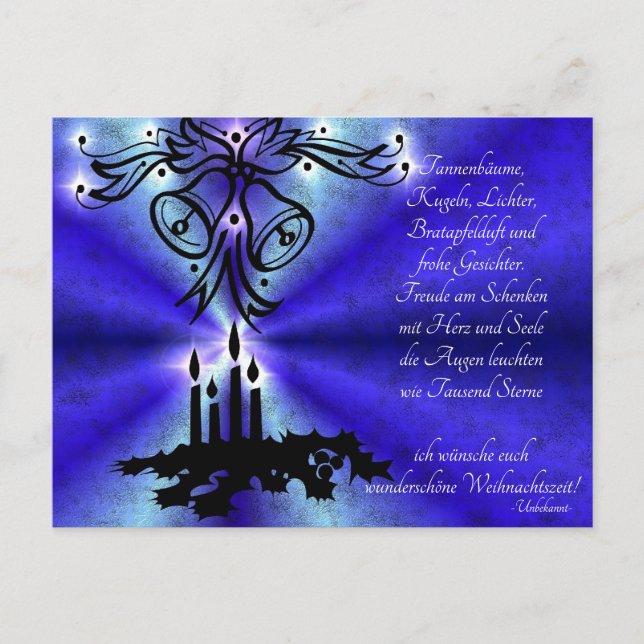 Cartão Postal Advent, Weihnachten, Gedicht auf Deutsch (Frente)