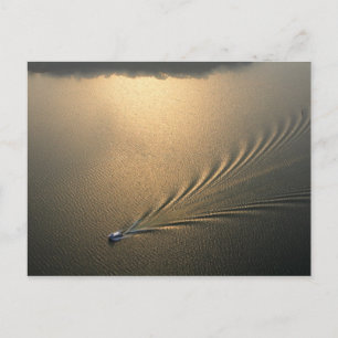 Cartão Postal aerial image of boat in Lake Gatun Panama