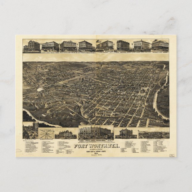 Cartão Postal Aerial View Fort Worth County Tarrant County Texas (Frente)