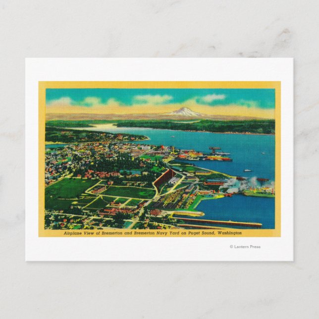 Cartão Postal Aerial view of Bremerton and Bremerton Navy Yard (Frente)