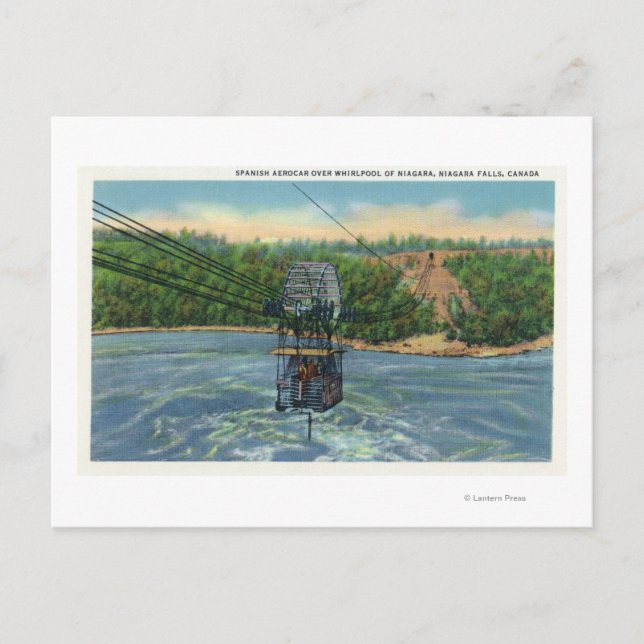 Cartão Postal Aerocar espanhol sobre o redemoinho de Niágara (Frente)