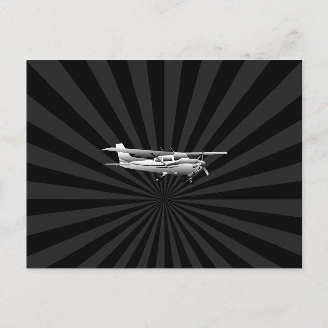 Cartão Postal Aeronave Clássica Cessna Silhouette Sunburst (Frente)