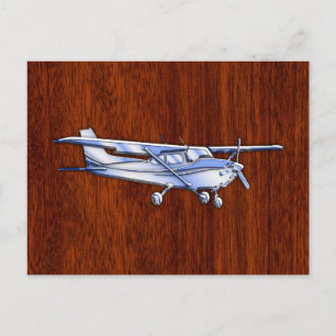 Cartão Postal Aeronave Clássica Chrome Cessna Voando Mahogany