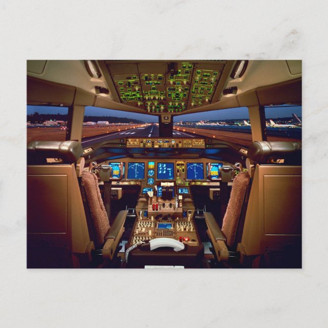 Cartão Postal Aeronave comercial de jato interior (Frente)