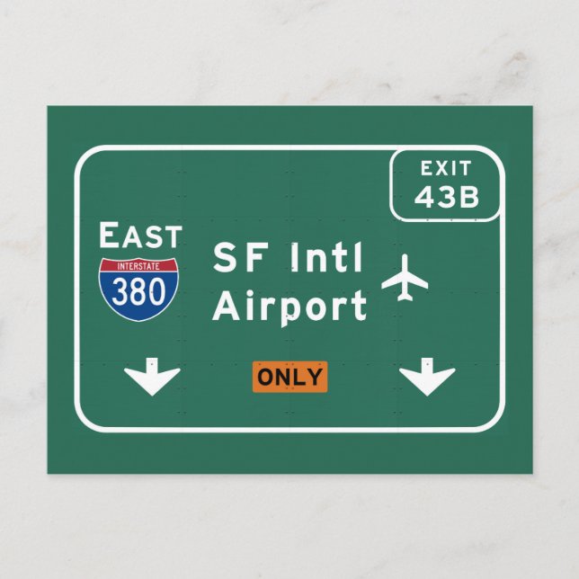 Cartão Postal Aeroporto I-380 E SFO de São Francisco CA - (Frente)