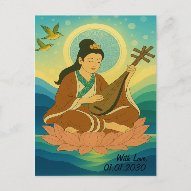 Cartão Postal Aestética Personalizada Moderna Japão Deusa Sortud (Frente)