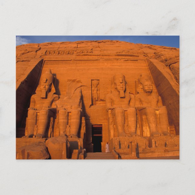 Cartão Postal AF, Egypt, Abu Simbel. Facade at sunset, Great (Frente)