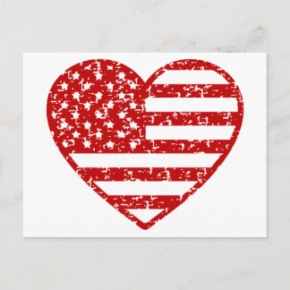 Cartão Postal Afastada American Flag Heart