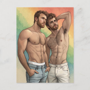 Cartão Postal Afeto Orgulho Gay: Dupla em Aquarela