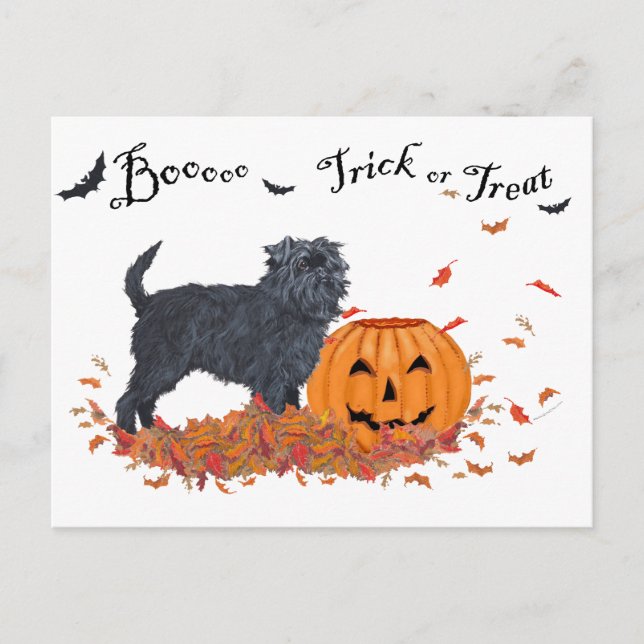 Cartão Postal Affenpinscher Halloween (Frente)