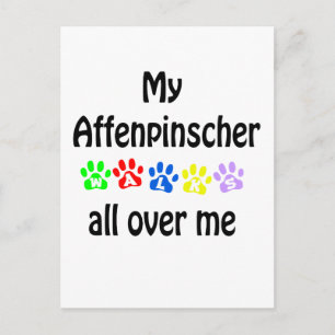 Cartão Postal Affenpinscher Walks Design
