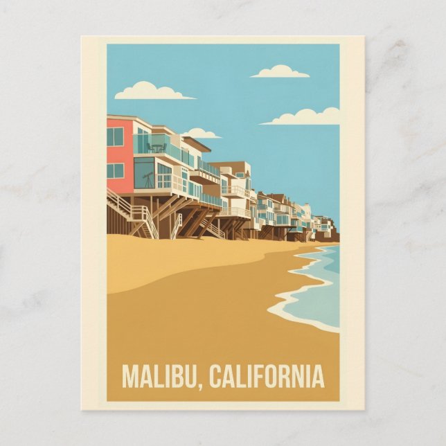 Cartão Postal Affiche Vintage Malibu California (Frente)
