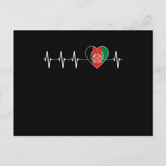 Cartão Postal Afghan Heartbeat I Love Afghan Flag Heart (Frente)