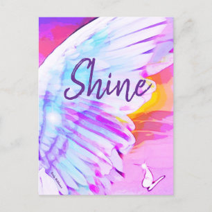 Cartão Postal Afirmação da Aquarela da Borboleta Shine Angel Win