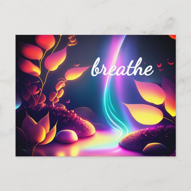 Cartão Postal Afirmação de Abundância da Lei da Atração Reiki (Frente)